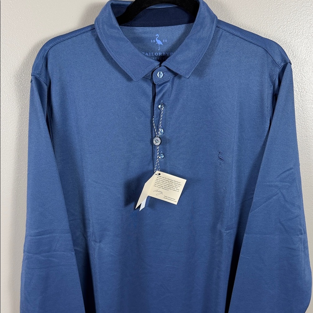 Tailorbyrd Long-Sleeve Polo in Slate Blue